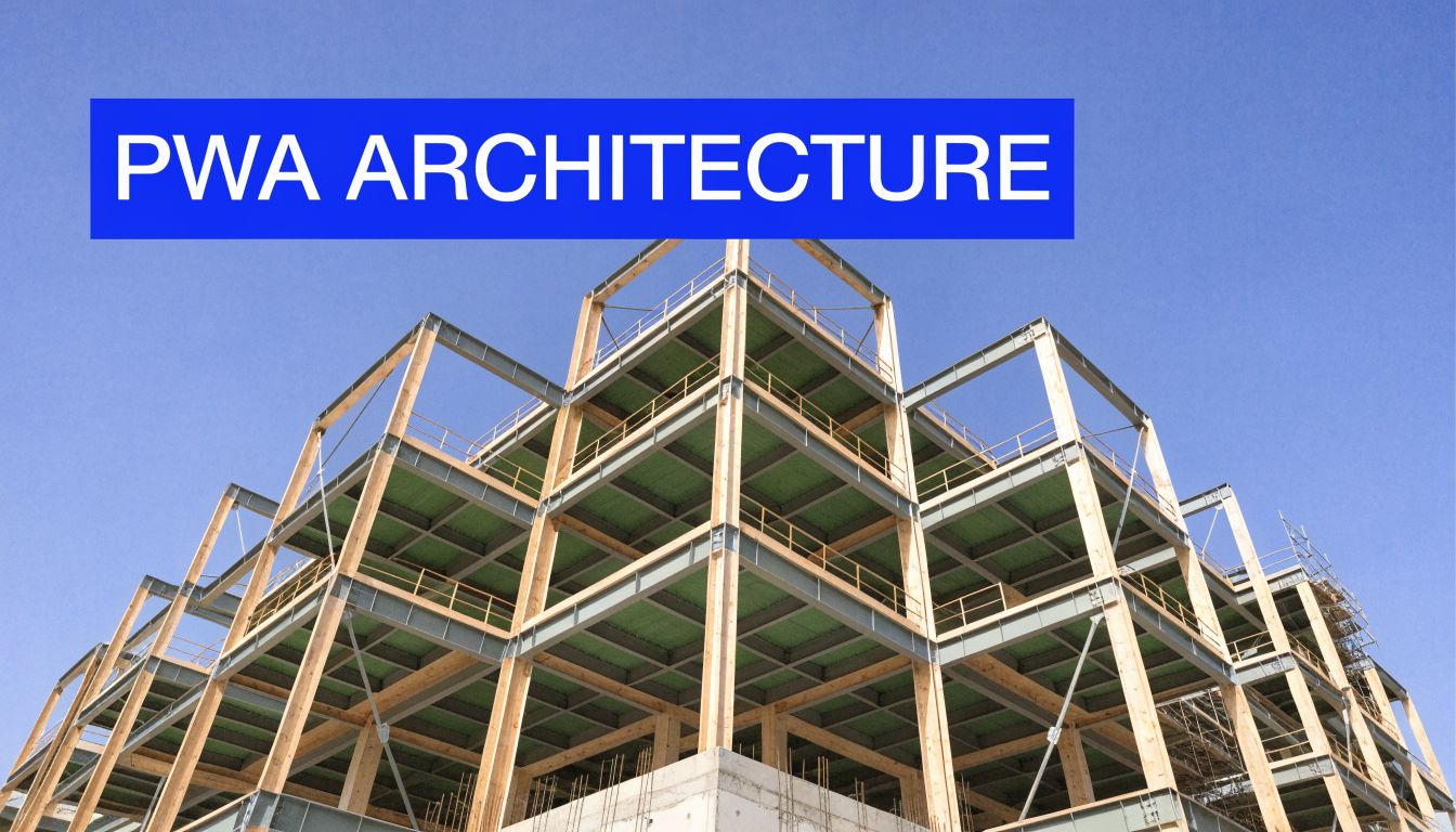 A modern skeletal framework of a building under construction against a clear blue sky background.